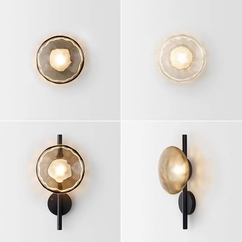 现代客厅圆形玻设计璃师款BHP样板房楼梯轻卧奢室后法式床头书房