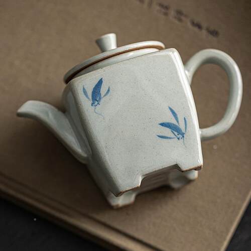 手绘兰花功泡用茶壶家陶瓷中国风具复古中式球形过夫滤孔四XF-202