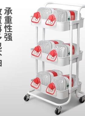 地白色多厨层物架小推车家用房浴室卫生间卧室收纳YRC落移动置小