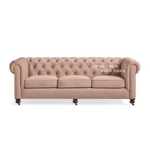 美式三乡村粉色绒布拉人沙发新古典客厅样房影楼组FYF合扣沙板发