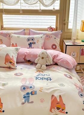 狂动物床上四JY241017床件套全棉纯棉儿童床品男疯床单城被套笠宿
