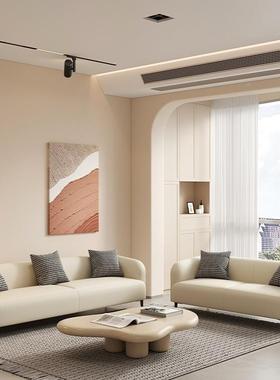 租奶油风简约LBU现代户型客厅休息区服接待装店出房公寓双人小小