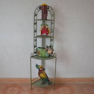 美GMV古式复花铁艺多层架落地置物架花园阳台架露台收纳盆景子降