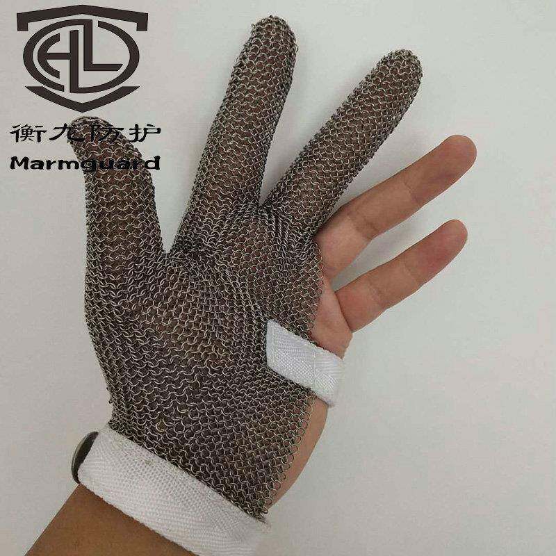 金属宰切手套594电锯机床防护屠防三指割裁床手套级钢环防切割手