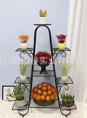 可盆拆卸植物架客TME厅阳台铁花架地式多层落花卉花架欧式艺架子