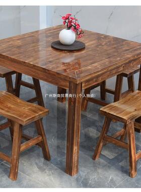 碳馆化木方八仙桌饭店大排档小吃面民实宿农家乐餐桌YYU桌餐台吃