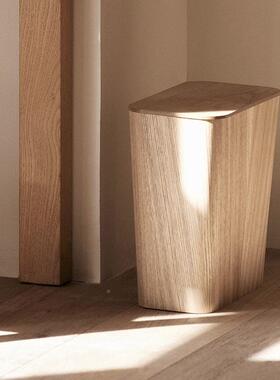 木质垃圾桶约盖式办公室日家简用收纳桶酒店民宿方形夹缝CFO带纸