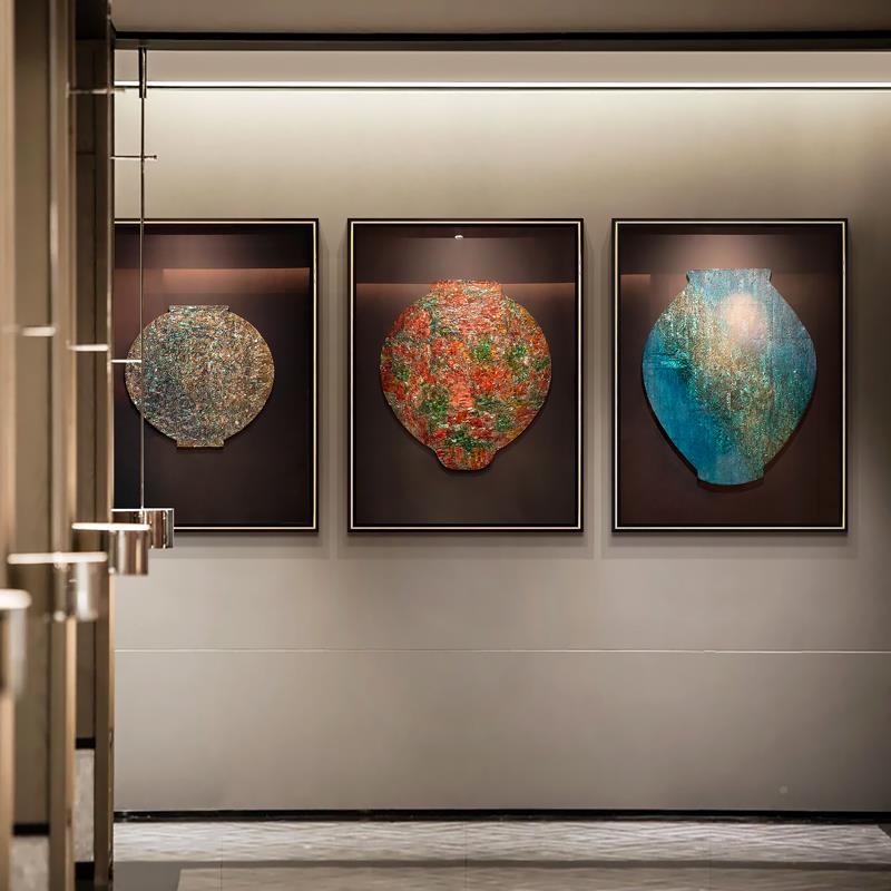新中厢酒店餐厅式包挂画别墅客厅贝壳璀璨X-470星河饰实物立体组