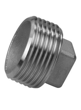 65716头不锈钢堵头丝扣塞外螺纹头四角堵接头水暖3封头