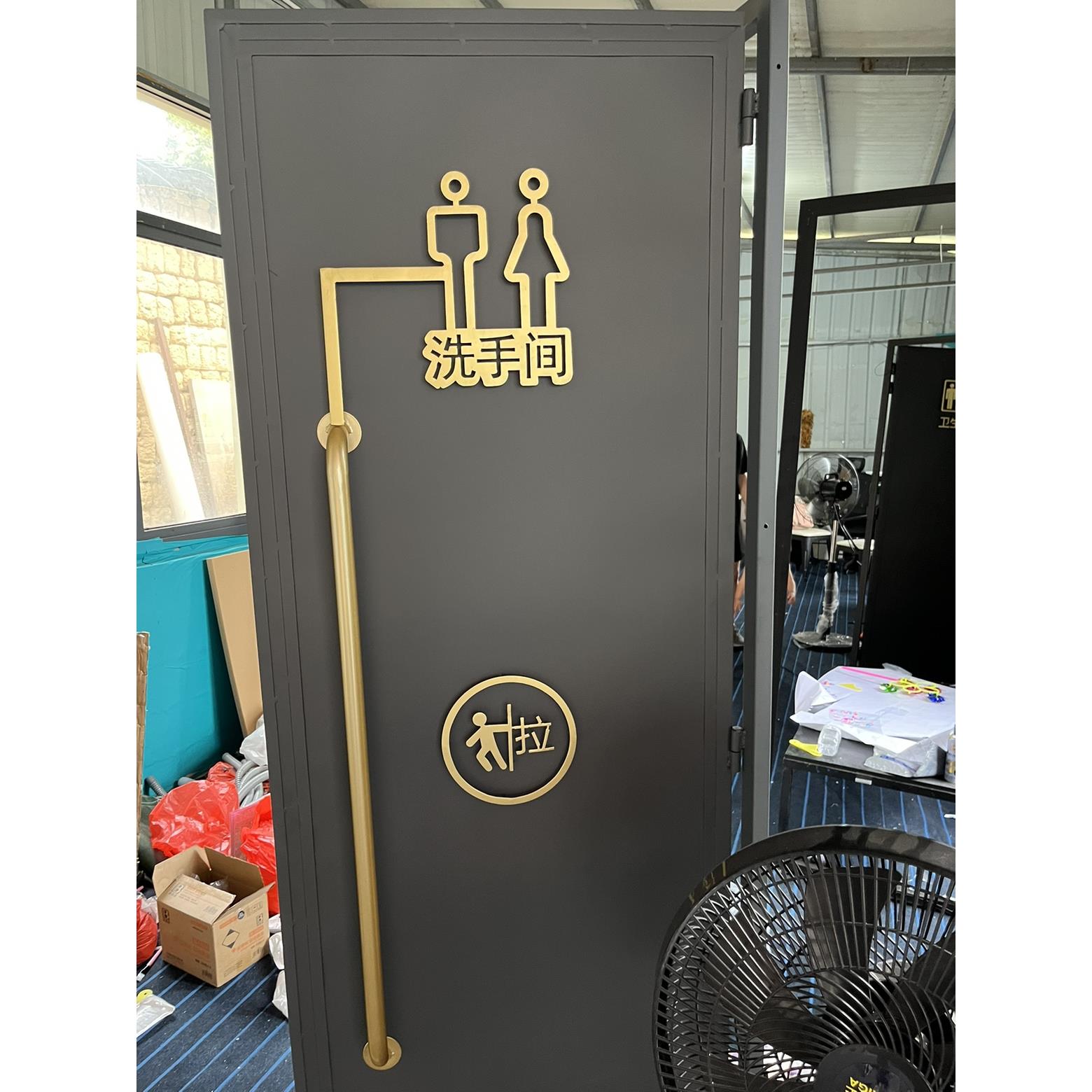 工业风铁艺门洗手间厕所门饭厅装饰门平开 烤漆网红门平板集装箱