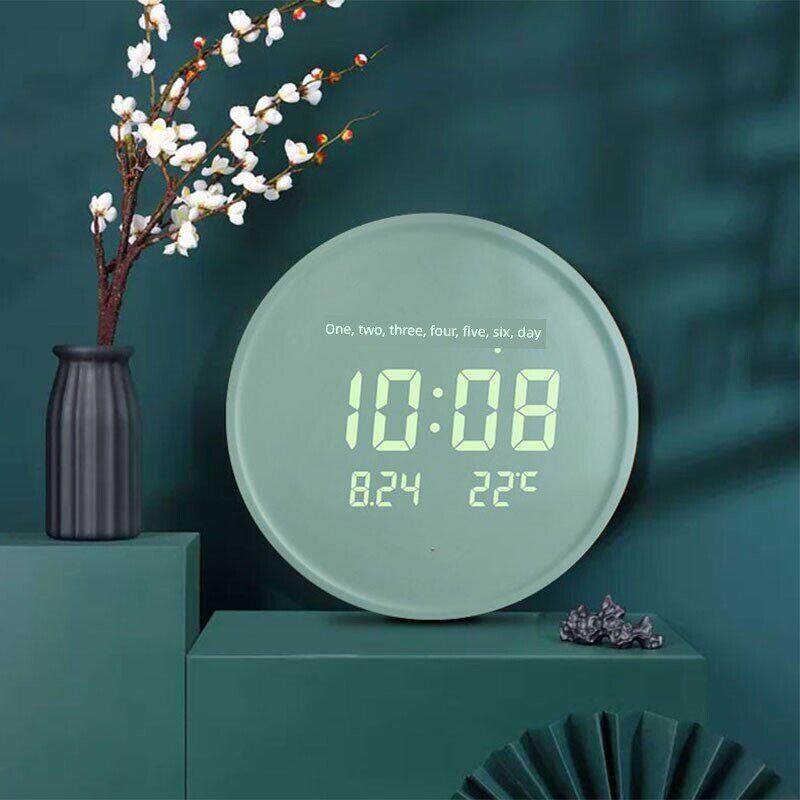 钟表挂钟客厅2024新款高档万年历电子时钟挂墙数字显示带日历温度