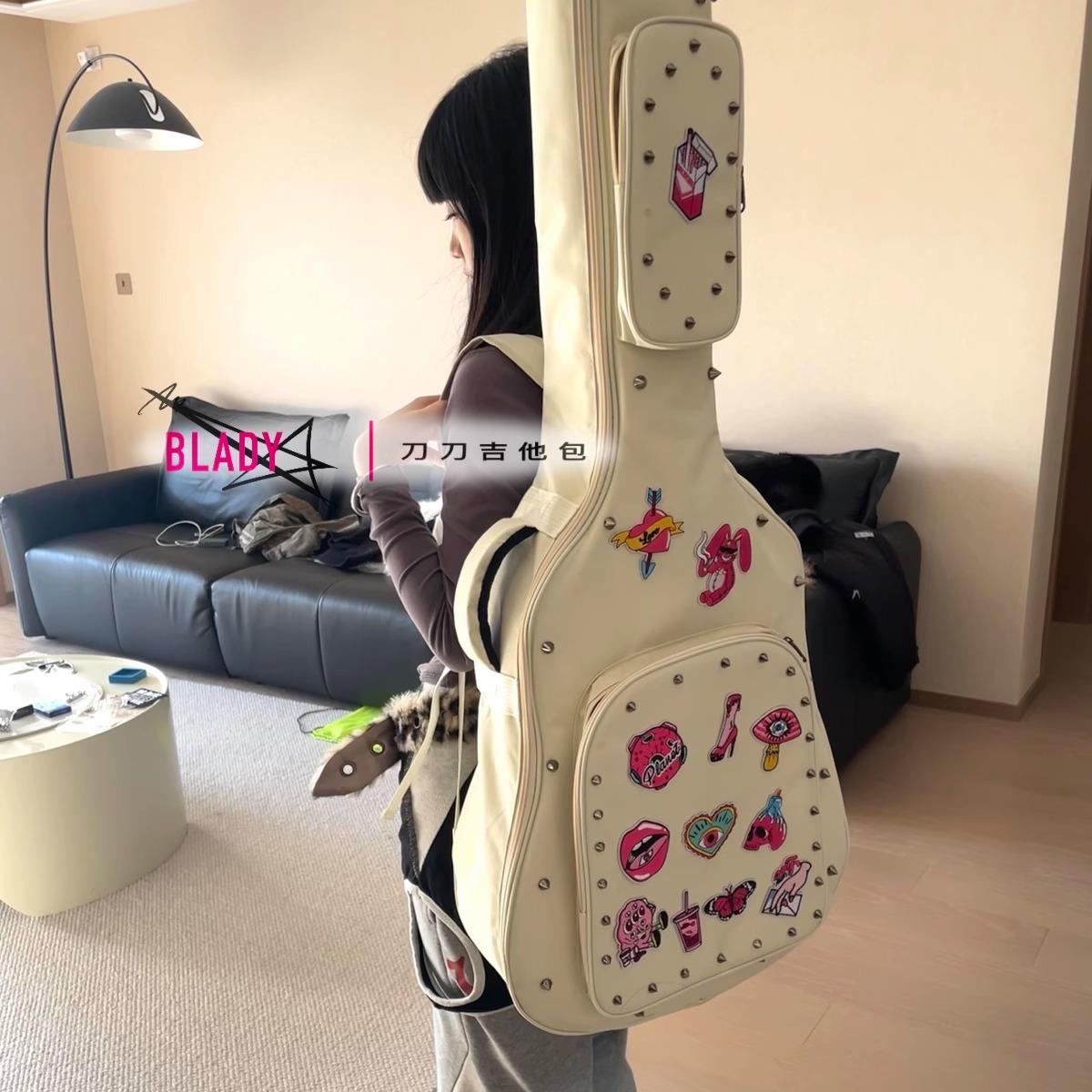 【烟鬼兔子】吉他包个性朋克铆钉41寸木吉他电吉他贝斯加厚琴包