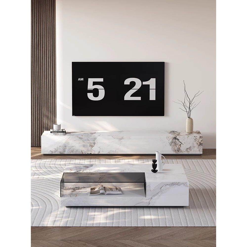 极简风意式轻奢岩板茶几设计师2025新款现代客厅高级感电视柜组合,住宅家具,茶几+电视柜,淘宝优惠券,粉丝福利购,淘宝优惠卷