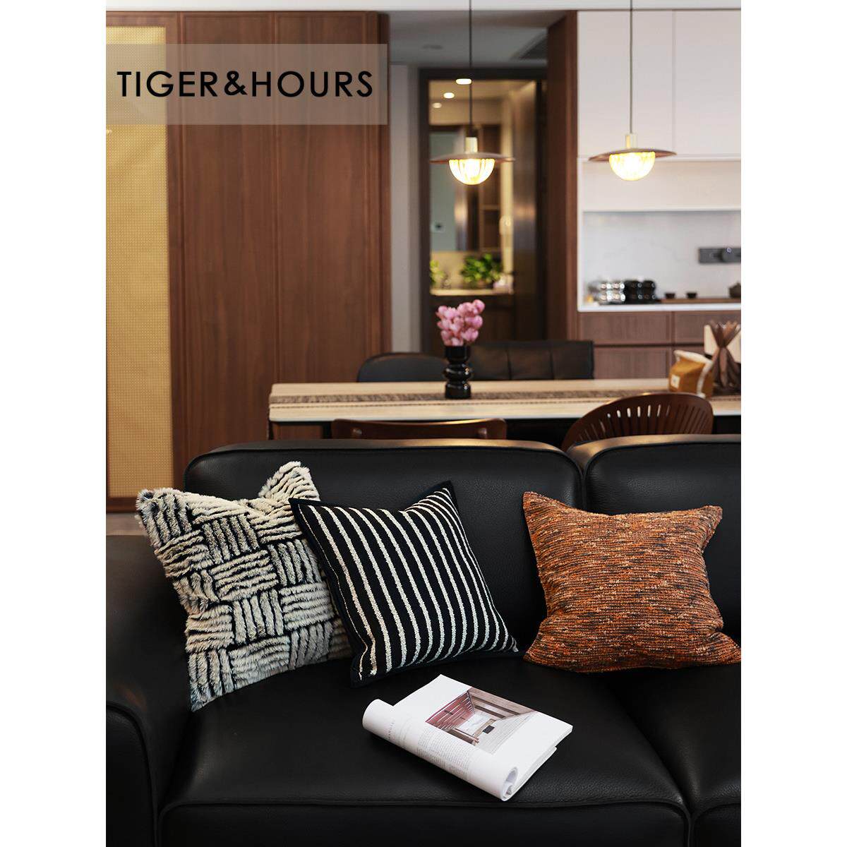 杜家设计师可访问的豪华靠垫与客厅黑色真皮沙发枕头床靠垫房子枕