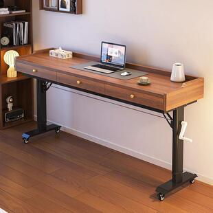 实木长条桌可移动跨床桌带收纳柜化妆台小户型书桌学生家用床上桌