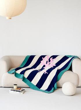 Moyu客厅沙发毯海洋系列半丝绒抛毯Ab侧床罩秋冬毛毯针织