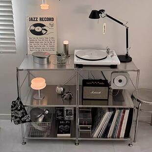 不锈钢置物架展示架休闲吧台轻奢书架阳台客厅多层储物收纳架