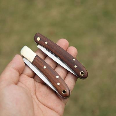 GB 木柄折叠水果刀便携随身不锈钢瓜果刀野餐家用削皮刀小刀EDC