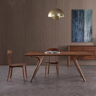 北美黑胡桃木餐桌北欧风格全实木书桌椅艺术原木大板工作台长形桌