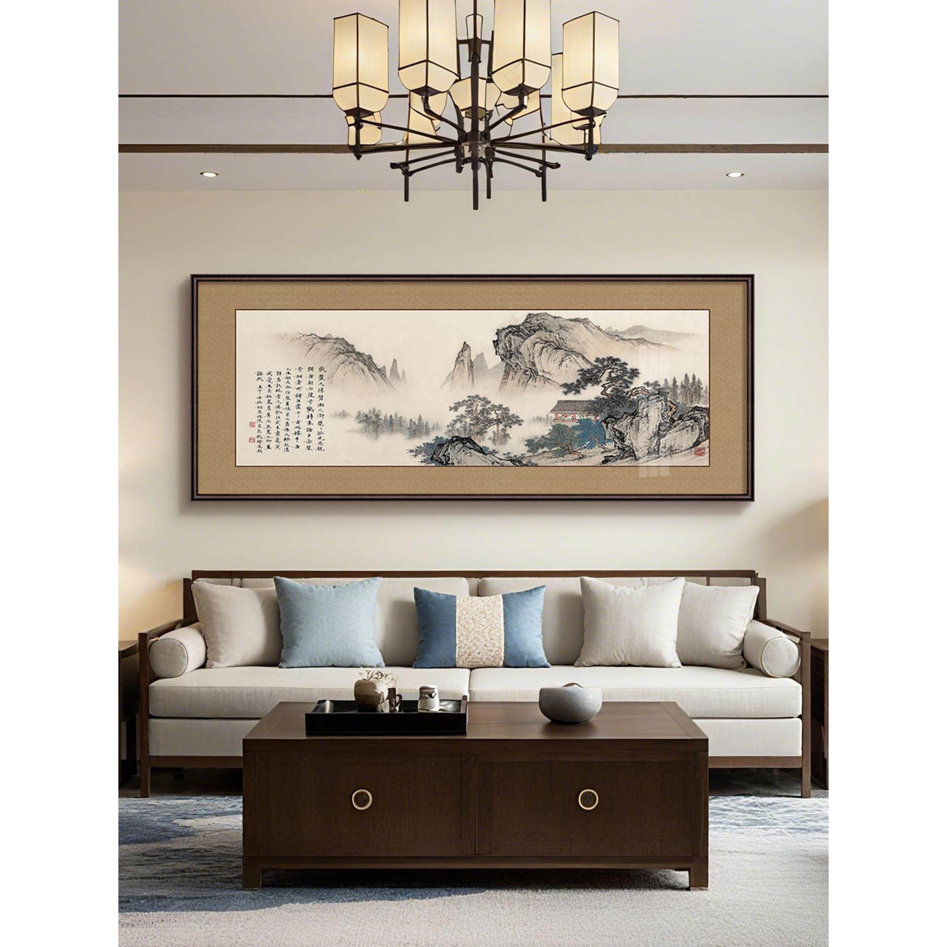 望云楼高档大气客厅山水画新中式茶室沙发背景墙装饰画办公室挂画