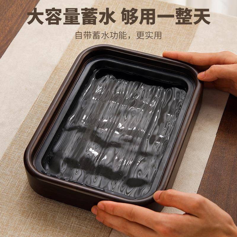 黑檀实木蓄水茶盘新中式家用简约大方储水茶盘茶托茶具配件