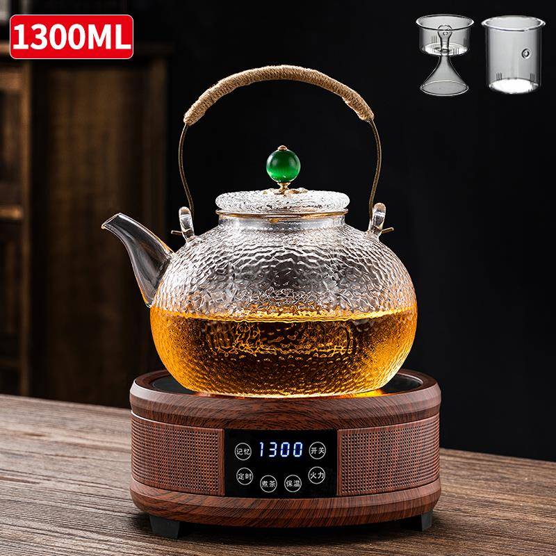 天台华莲玻璃煮茶壶耐高温电陶炉专用蒸茶器加厚大容量泡茶提梁烧