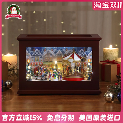 美国圣诞先生木质音乐盒
