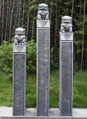 拴马桩仿石雕庭院装饰乔迁入户玄关狮子麒麟貔貅禅意中式落地摆件