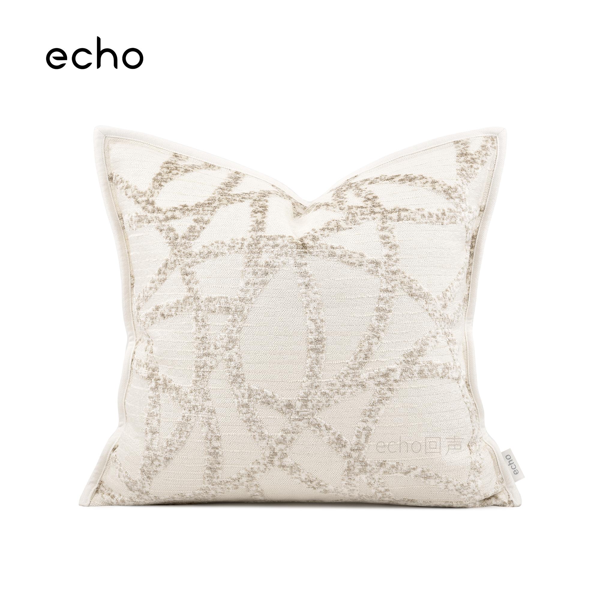 日式简约轻奢样板间民宿米白高档进口割绒侘寂风沙发抱枕床头方枕