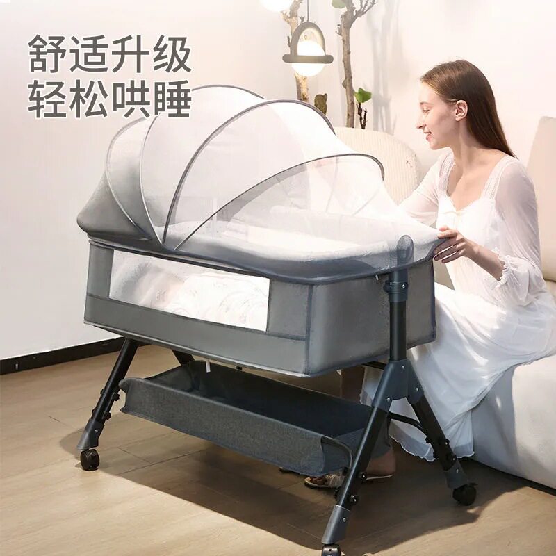 批发婴儿床新生儿床边床拼接大床宝宝bb摇篮床能移动可折叠儿童床