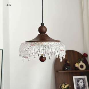 可升降悬停触碰开关卧室床头吊灯法式中古风三头组合水滴复古吊灯
