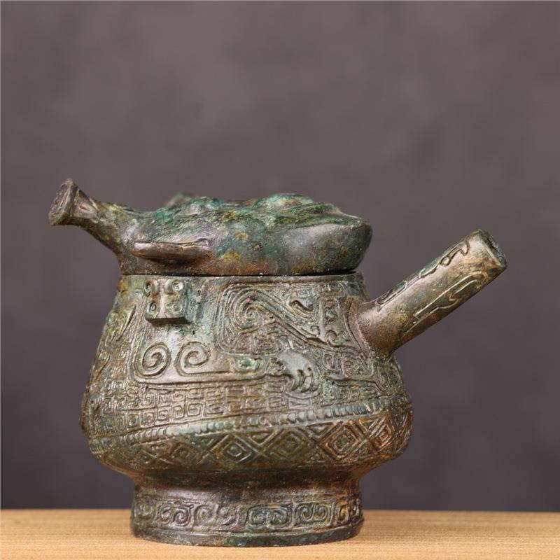 铜祥德古青铜器商代人面盉殷墟出土青铜器酒器博物馆展览艺术品