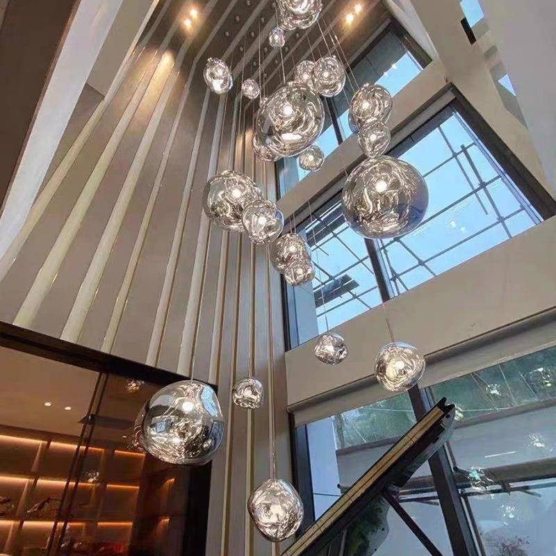 后岩现代熔设吊灯北欧计师别墅厅挑空loft客餐厅个性538复式楼梯