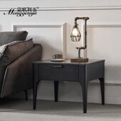 岩板边几北欧实木方形小茶几意式 轻奢方几简约大理石沙发角几客厅