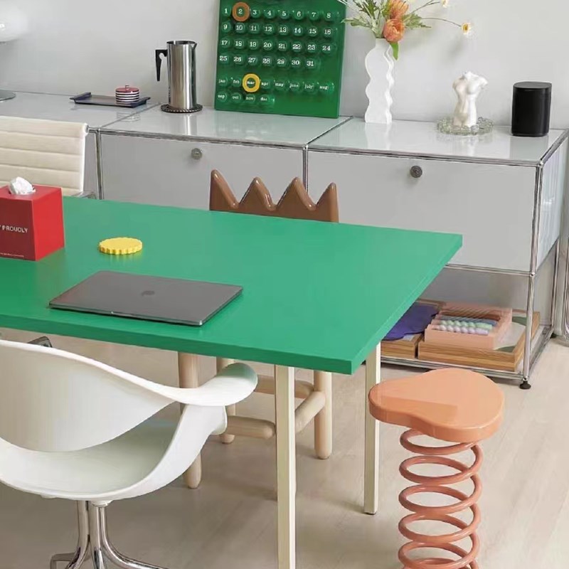 孟菲斯彩色长条方形餐桌家用小户型客厅岛台现代简约设计师咖啡桌