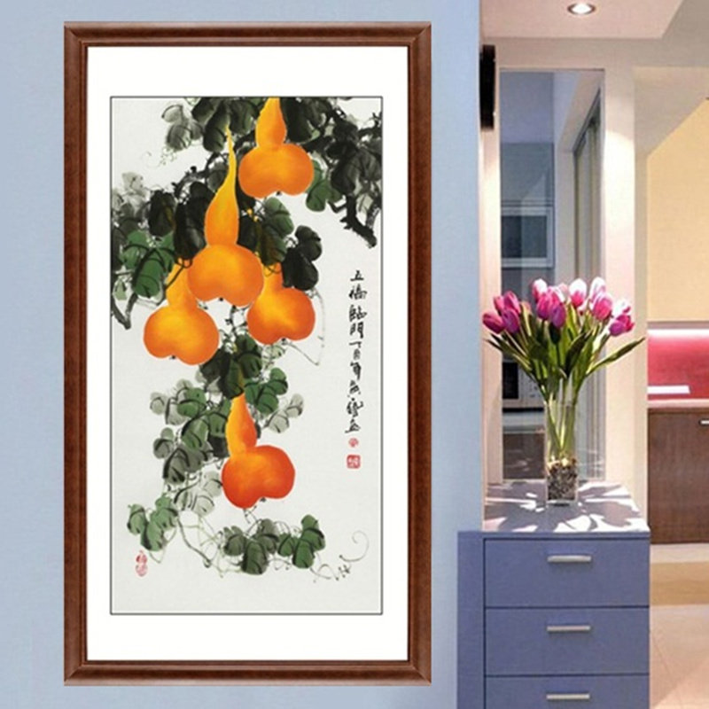 自己绣国画五福临门葫芦十字绣2025新款水墨风钻石画客厅竖款玄关,居家布艺,十字绣套件,淘宝优惠券,粉丝福利购,淘宝优惠卷