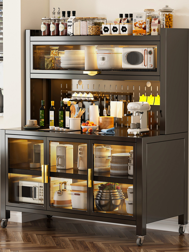 厨房储物柜餐边置物架落地防尘微波炉烤箱碗碟子多功能收纳橱柜子,厨房/烹饪用具,微波炉置物架,淘宝优惠券,粉丝福利购,淘宝优惠卷