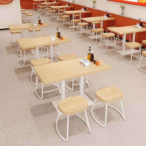 红实木网桌椅组合米麻无品牌/辣烫螺蛳餐粉面馆饭店餐饮商用粉小