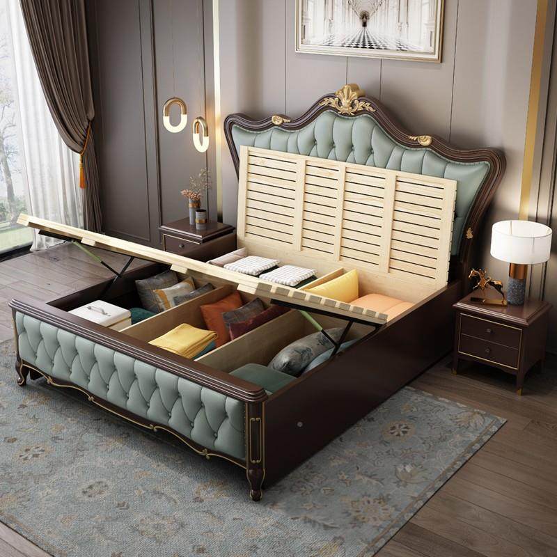 LLS美储式奢主卧大床网红1.米8x轻2实木床物现代简约1.5米婚床公