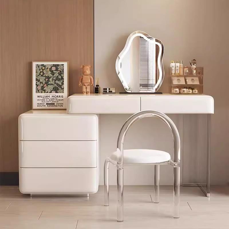 实木妆台柜收纳一梳体伸缩KOD三斗卧室奶油风透明妆亚克力化桌六