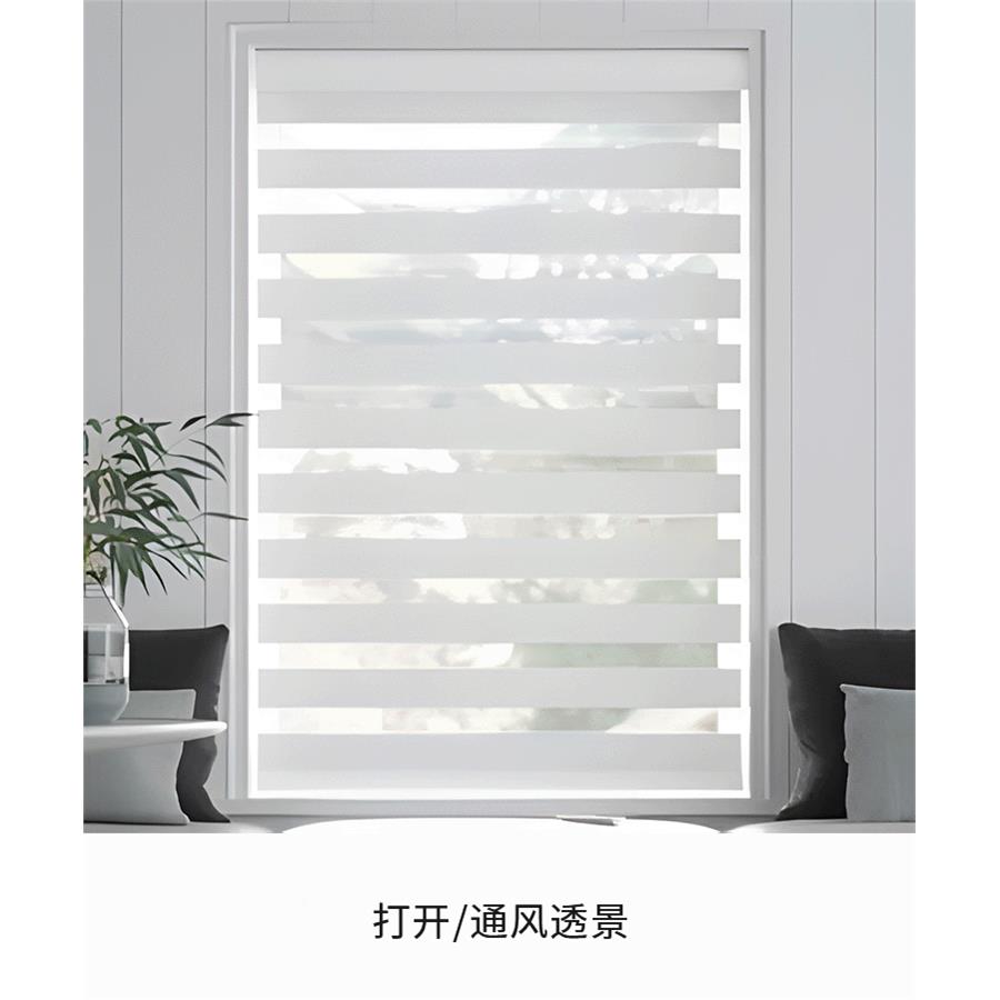 双层纱柔帘遮光免窗帘现代防简约卫生间书房RS01打孔水卷帘