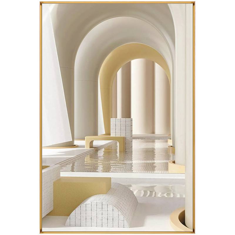 现代简约走廊过道玄关装饰画建筑摄影客厅挂画样板间餐厅晶瓷壁画图片