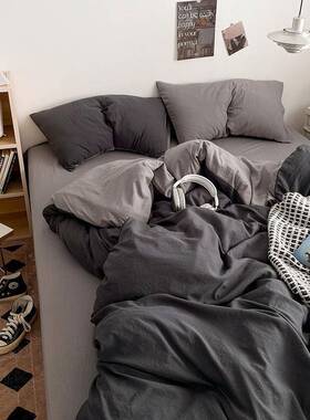 A母婴级柔水洗磨毛类床单四棉件套被套床超笠款学生宿舍SSB床三件