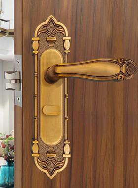 欧式单舌门静音房门锁锁家用锁黄古门铜锁具11054卧室房间实木门