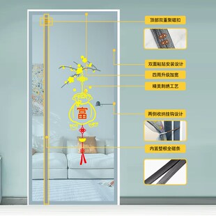 新款防蚊门帘侧开金刚网全磁条磁性魔术贴纱网入户门纱窗帘自粘门