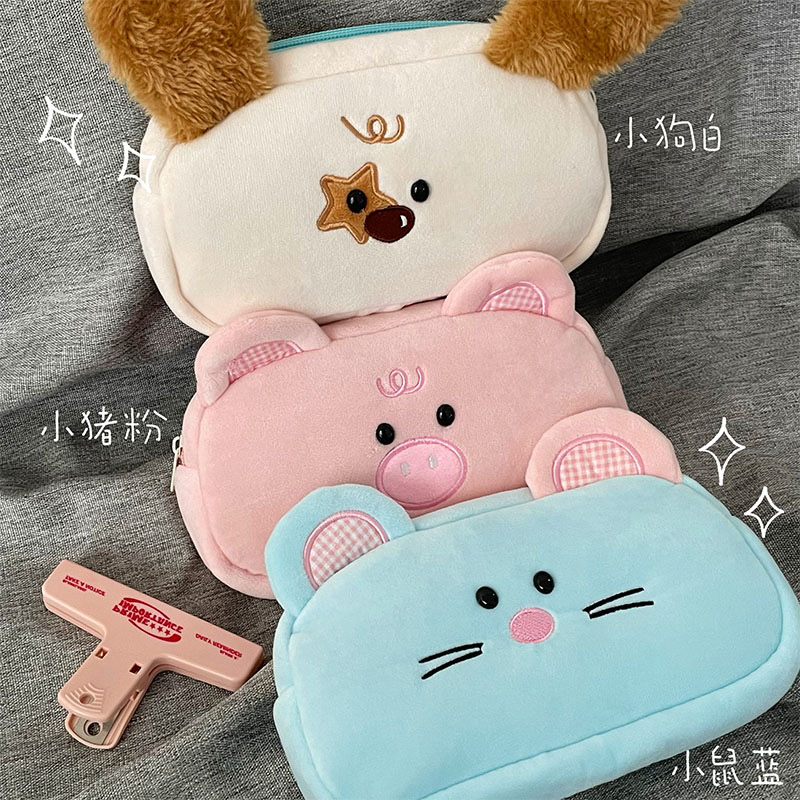 2025新款动物笔袋2025新款毛绒文具袋女创意初中生铅笔盒收纳袋