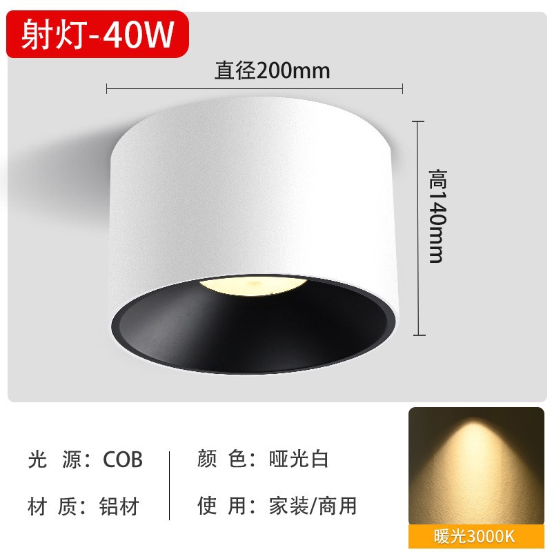 LED明装筒灯4寸5寸8寸工程商用过道走廊30瓦40W吊装圆形高亮射灯