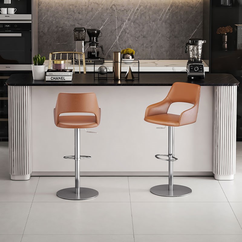 设计师款镂空时尚简约吧台椅w复古高脚凳升降旋转吧椅网红椅子793