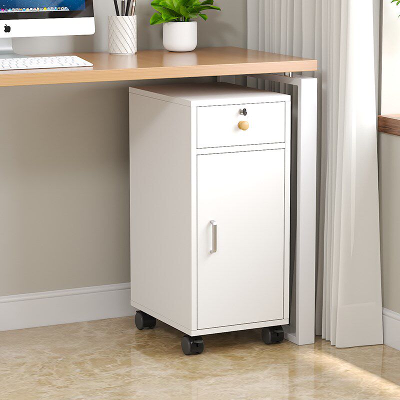 桌边可移动落地带门主机柜收纳柜子台式带锁电脑主机架打印机架子