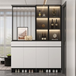 实木玄关柜入户正对门高级感玻璃酒柜现代轻奢高档进门隔断客厅柜